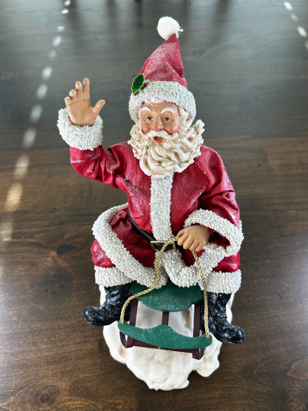 Clothtique Possible Dreams "Santa's Snow Day" 713256 Santa on Sled - Vintage